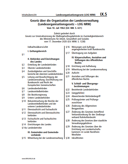 IX.05 | Landesorganisationsgesetz (LOG NRW)