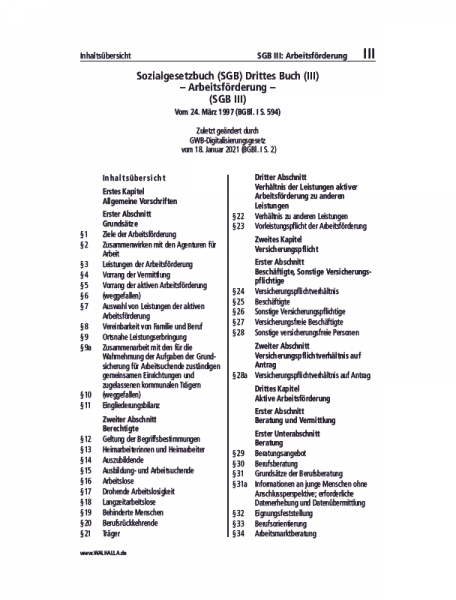 III | SGB III: Arbeitsförderung