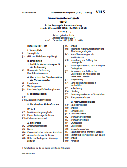 VIII.05 | Einkommensteuergesetz (EStG)