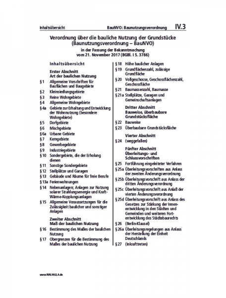 IV.03 | BauNVO: Baunutzungsverordnung