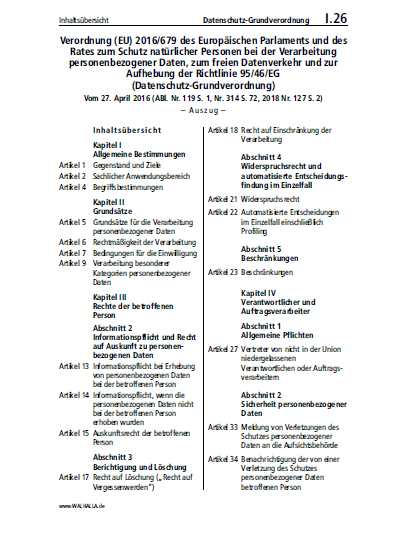 I.26 | Datenschutz-Grundverordnung (Auszug)