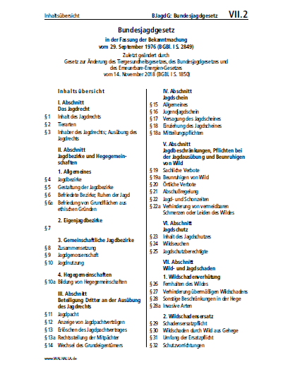 VII.02 | BJagdG: Bundesjagdgesetz