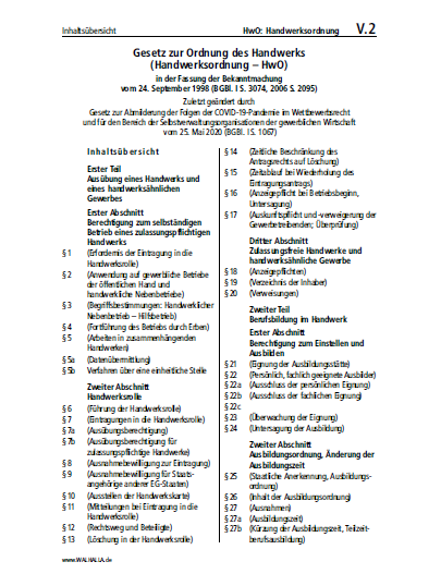 V.02 | HwO: Handwerksordnung