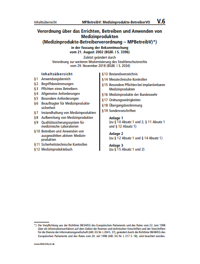 V.06 | MPBetreibV: Medizinprodukte-BetreiberVO