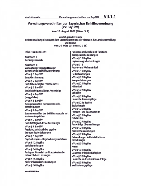 VII.01.01 | Verwaltungsvorschriften zur BayBhV