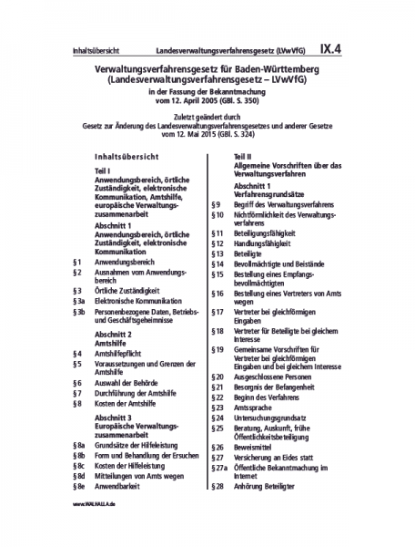 IX.04 | Landesverwaltungsverfahrensgesetz (LVwVfG)