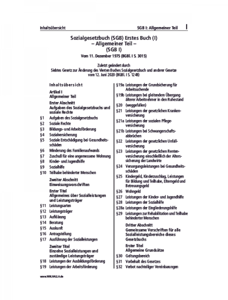I | SGB I: Allgemeiner Teil