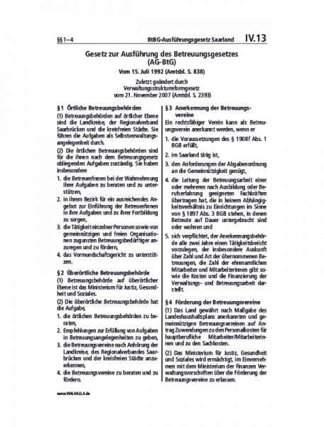 IV.13 | BtBG-Ausführungsgesetz Saarland