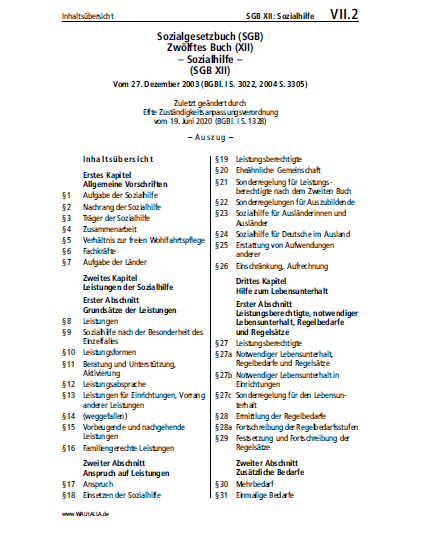 VII.02 | SGB XII: Sozialhilfe (Auszug)