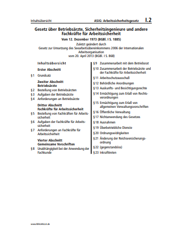 I.02 | ASiG: Arbeitssicherheitsgesetz