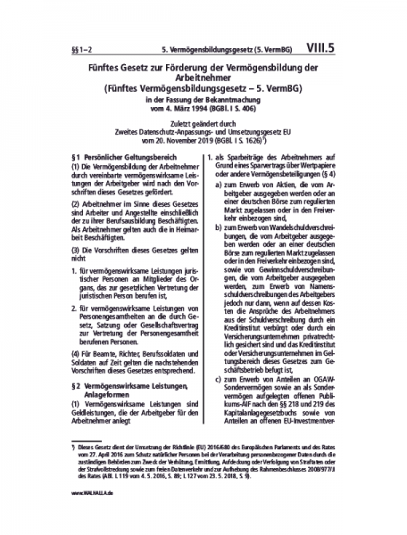 VIII.05 | 5. Vermögensbildungsgesetz (5. VermBG)