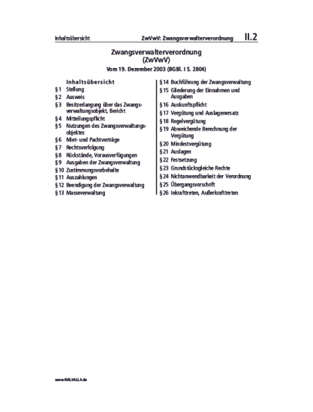 II.02 | ZwVwV: Zwangsverwalterverordnung