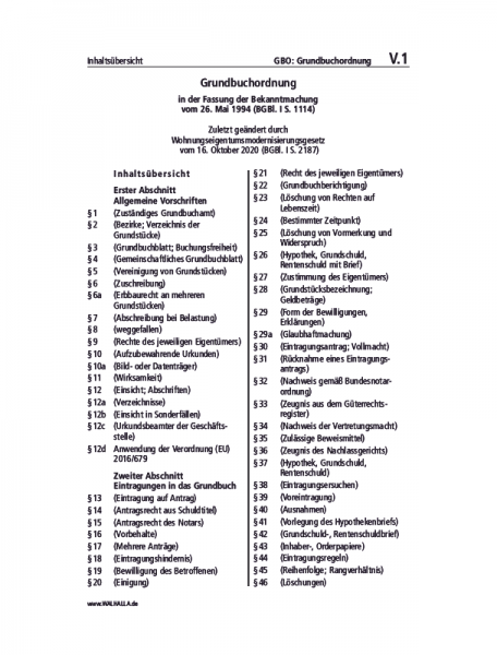 V.01 | GBO: Grundbuchordnung