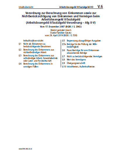 V.06 | Arbeitslosengeld II/Sozialgeld-VO