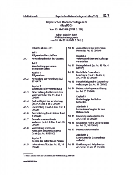 IX.07 | Bayerisches Datenschutzgesetz (BayDSG)