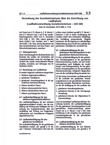 II.09 | Laufbahnverordnung-Sozialministerium (LVO-SM)