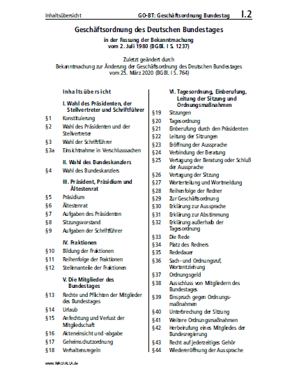 I.02 | GO-BT: Geschäftsordnung Bundestag