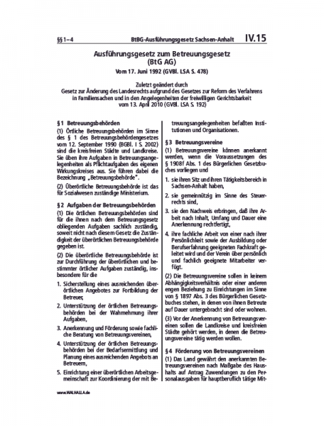 IV.15 | BtBG-Ausführungsgesetz Sachsen-Anhalt