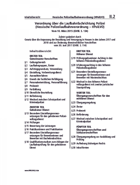 II.02 | Hessische Polizeilaufbahnverordnung (HPolLVO)