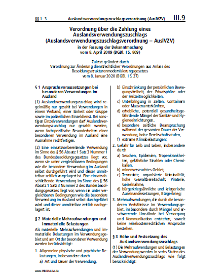 III.09 | Auslandsverwendungszuschlagsverordnung (AuslVZV)
