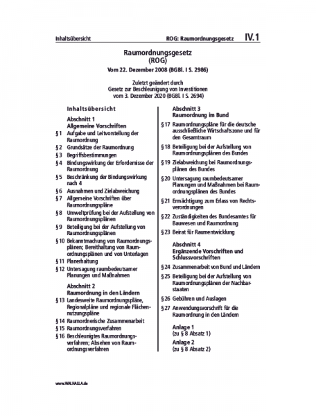 IV.01 | ROG: Raumordnungsgesetz