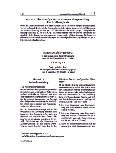 III.02 | Auslandsbesoldung (BBesG)