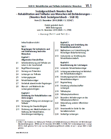 VI.01 | SGB IX: Rehabilitation und Teilhabe behinderter Menschen