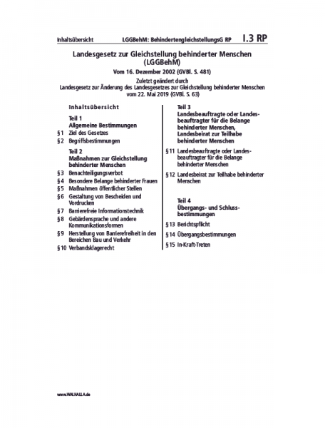I.03 RP | LGGBehM: BehindertengleichstellungsG RP