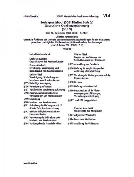 VI.04 | SGB V: Gesetzliche Krankenversicherung (Auszug)