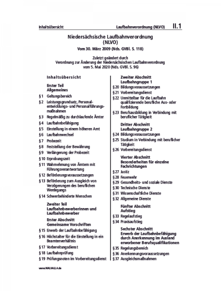 II.01 | Laufbahnverordnung (NLVO)