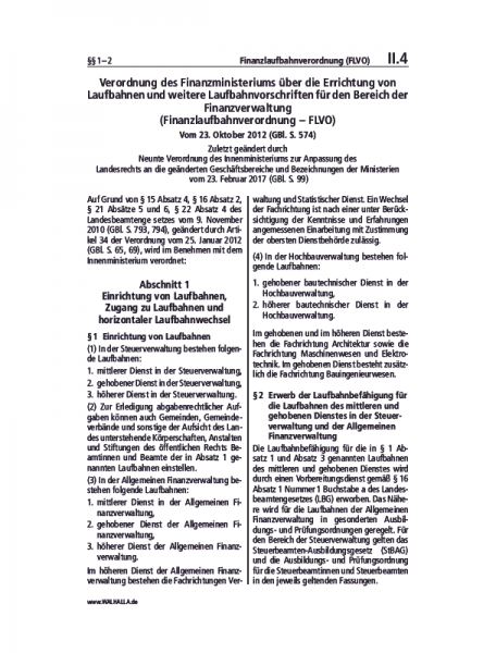 II.04 | Finanzlaufbahnverordnung (FLVO)