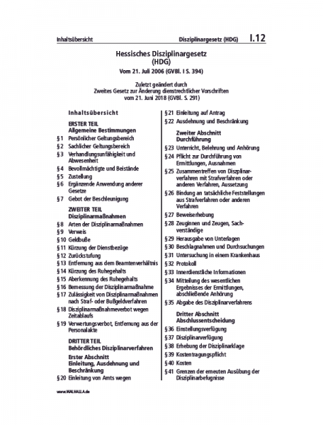 I.12 | Disziplinargesetz (HDG)
