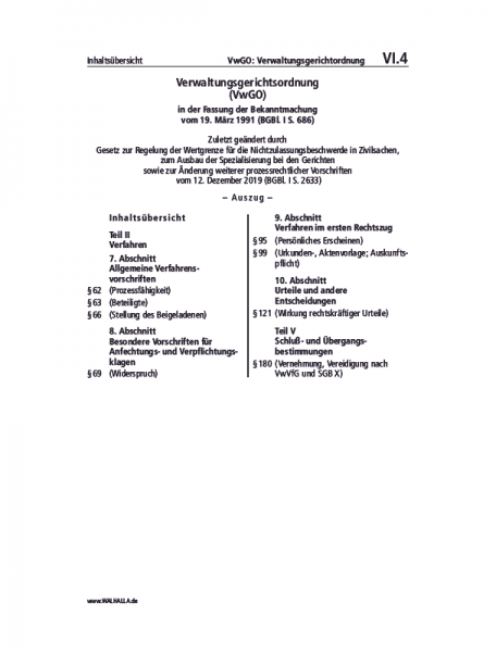 VI.04 | VwGO: Verwaltungsgerichtordnung (Auszug)