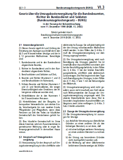 VI.03 | Bundesumzugskostengesetz (BUKG)