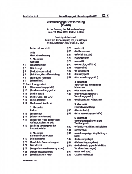 IX.03 | Verwaltungsgerichtsordnung (VwGO)