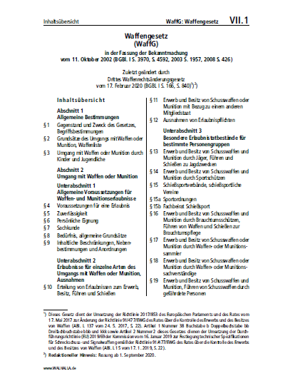 VII.01 | WaffG: Waffengesetz