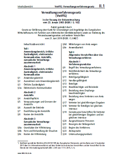 II.01 | VwVfG: Verwaltungsverfahrensgesetz