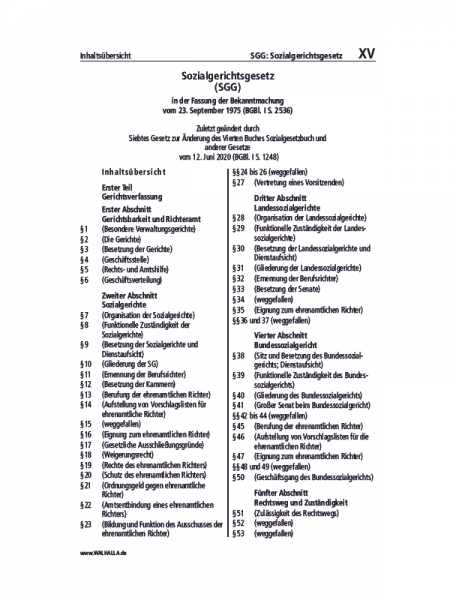 XV | SGG:Sozialgerichtsgesetz