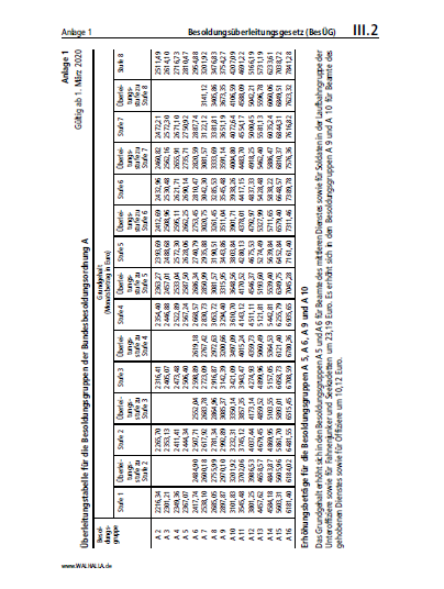III.02 Anlage 1 | Besoldungsüberleitungsgesetz (BesÜG)