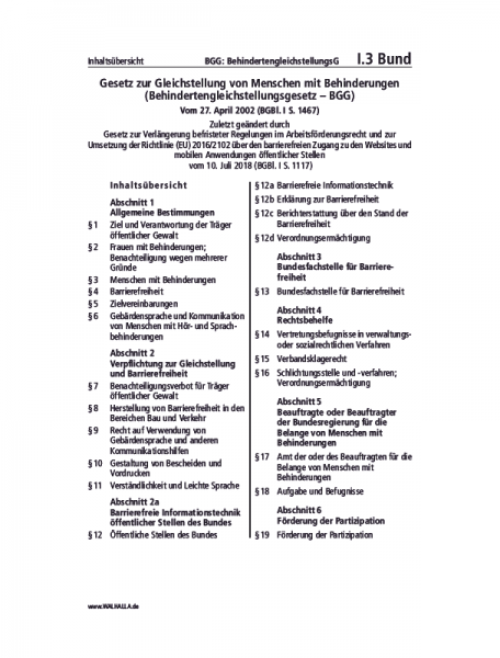 I.03 Bund | BGG: BehindertengleichstellungsG