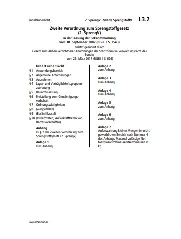 I.03.02 | 2. SprengV: Zweite SprengstoffV