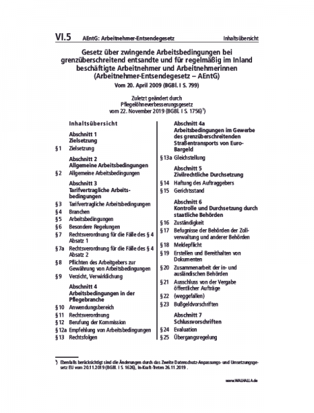 VI.05 | AEntG: Arbeitnehmer-Entsendegesetz