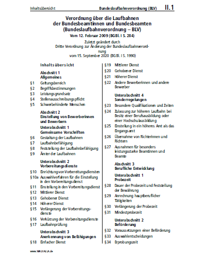 II.01 | Bundeslaufbahnverordnung (BLV)