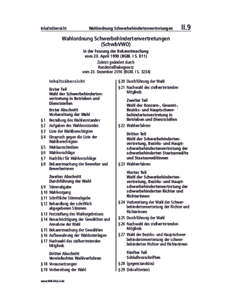 II.09 | Wahlordnung Schwerbehindertenvertretungen