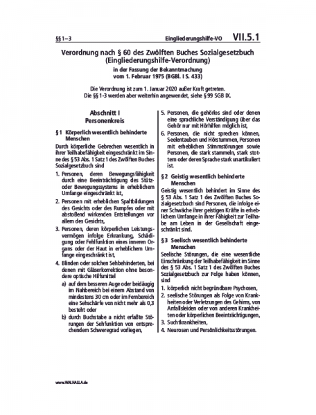 VII.05.01 | Eingliederungshilfe-VO