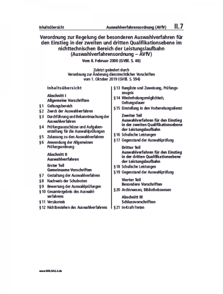 II.07 | Auswahlverfassungsordnung (AVfV)