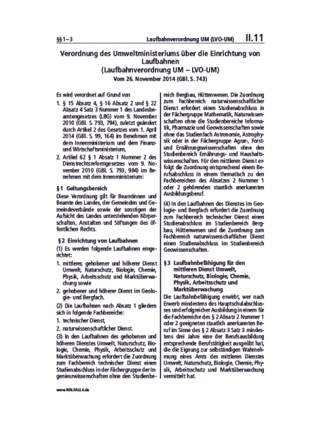 II.11 | Laufbahnverordnung UM (LVO-UM)