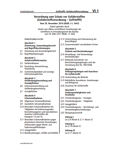 VI.01 | GefStoffV: Gefahrstoffverordnung