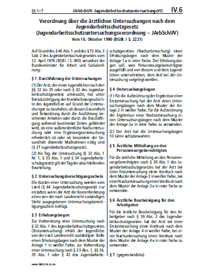 IV.06 | JArbSchUV: JugendarbeitsschutzuntersuchungsVO