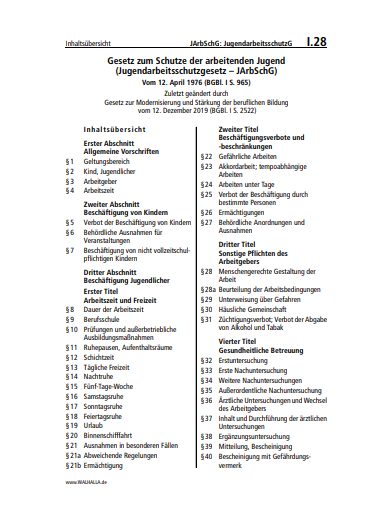 I.28 | JArbSchG: JugendarbeitsschutzG